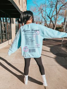 Soft, cute, and trendy, this Sigma Kappa sweatshirt will quickly become your go-to cozy sweatshirt! Use the drop down to specify preference between white, sandstone, light blue, ash, or classic pink. This design features a list of memories for your sorority, including bid day, big little reveal, and more! This sweatshirt also includes sorority established year, with all writing printed with a dark navy blue color featuring pink hearts.  LISTING IS FOR SIGMA KAPPA. Please be sure you are ordering for your correct Sorority.   We only print on high quality, soft, & heavyweight materials, sustainably made and printed in the US. ♥ SIZING ♥ Unisex Sizing- For a more feminine, fitted look we recommend getting your size. For a more oversized look, we recommend sizing up. ♥ SHIP TIME ♥ Items may ta Chi Omega Sweatshirt, Alpha Epsilon Phi, Theta Phi Alpha, Blue Ash, Tri Sigma, Delta Phi Epsilon, Big Little Gifts, Alpha Sigma Alpha, Big Little Reveal