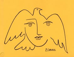 a drawing of a woman's face with two birds on her head and the words i love you