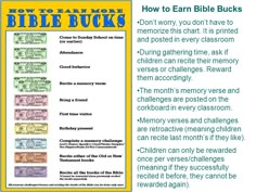 an image of how to earn bible bucks in the middle of a page with words on it