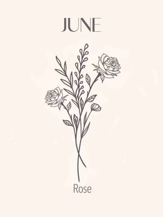 the cover art for june's rose album, with flowers drawn in black and white