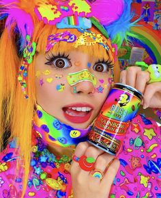 Decora Fashion Aesthetic, Decora Hair Styles, Rainbowcore Fashion, Y2k Colorful, Harajuku Fashion Rainbow