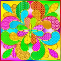 a colorful flower with lots of dots on it's petals in different colors and sizes