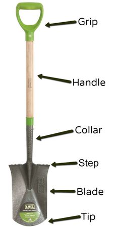 the parts of a garden shovel