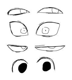 an image of eyes drawn in black and white with different shapes, sizes and colors