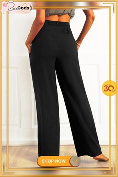 Black Casual Shift Pants Black Wide Leg Full-length Pants With Relaxed Fit, Black Wide Leg Work Pants With Pockets, Casual Full-length Solid Color Dress Pants, Casual Full Length Solid Color Dress Pants, Casual Full-length Solid Dress Pants, Casual Full Length Solid Dress Pants, Black Full-length Pants For Business Casual, Non-stretch Straight Leg Dress Pants, Non-stretch Straight Leg Bottoms