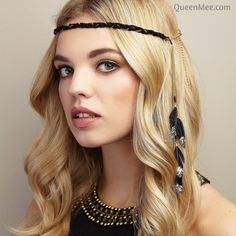 This feather headband makes a lux statement, with its glitter detailing, and gold braided head chain. It's a really unusual piece, and I always get lots of compliments when I wear mine! It is wonderfully versatile, and works in many ways; as a festival headband, a 20s headband for a costume party, a boho headband for a beach wedding, or a disco hair accessory with a silver dress! It's a hair accessory you will find yourself coming back to for many different occasions. The headband itself measure Disco Headband, 20s Headband, Disco Hair, 1920s Headband, Autumn Hair Accessories, Gatsby Headband, Festival Headpiece, Festival Headband, Autumn Hair