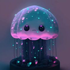 a jellyfish with glowing lights on it's head