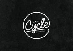 a black and white logo with the word cycle written in cursive writing on it