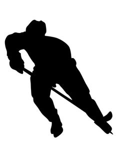 the silhouette of a hockey player is shown