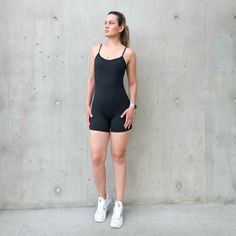 The softest touch for the summer time. The Candice Jumpsuit is the perfect addition to your wardrobe. Crafted with ultra soft and sweat wicking fabric, this mid-length short jumpsuit is ultra-sexy and squat-proof, giving you complete confidence in any situation. Whether you're heading to your favourite workout class or a day full of adventures, you'll be turning heads in this stylish, comfortable and flattering jumpsuit. Short Jumpsuits For Women, Mid Length Shorts, Jumpsuit Summer, Squat Proof, Short Jumpsuit, Padded Bras, Black Jumpsuit, Black Media, Moisture Wicking Fabric