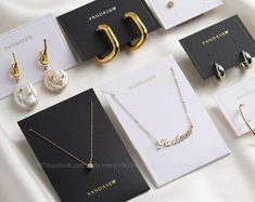 Minimalist Jewelry Template Bundle, Editable Earring Card, Necklace Display Card, Jewelry Packaging, Jewelry Business Branding, Printable - Etsy Necklace Tags Packaging, Earring Branding Packaging, Jewelry Tags Ideas Packaging, Elegant Personalized Jewelry For Gifting, Elegant Dangle Jewelry For Gift Making, Jewelry Hangtag, Necklace Cards Packaging, Earring Paper Holder, Jewelry Brand Name Ideas