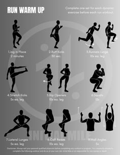 a poster showing how to run warm up