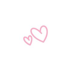 two pink hearts on a white background