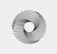 a black and white image of a circular object with lines on it's surface