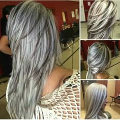 50s Hair, Grey Hair Color Silver, Silver Blonde Hair, Gorgeous Gray Hair, Hair Silver, Silver Highlights, Silver Hair Color, Silver Grey Hair, Highlights Hair