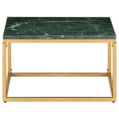 a green marble top coffee table with gold legs