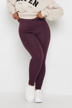 Shop YOURS Curve Plum Purple Soft Touch Stretch Leggings at Yours Clothing. Discover women’s plus size clothing in sizes 10-36 with fast delivery. Burgundy Clothes, Burgundy Dresses, Purple Soft, Basic Leggings, Curve Fashion, Burgundy Top, Plus Size Leggings, Black Denim Jacket, Stretch Leggings