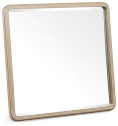 a wooden frame mirror on a white background