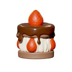 a chocolate covered cake with strawberries on top