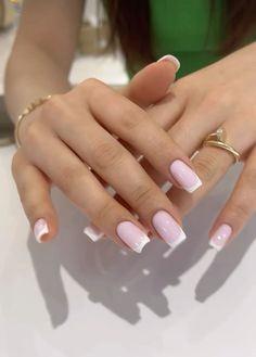 follow @burgundyroseblog for more beauty, fashion and lifestyle content <3 Light Pink Nails With White French Tip, Short Ballerina French Tip Nails, French Nails Biab, Milky Pink French Tip Nails, Pink Nail White French Tip, Pink And White French Tip Nails Short, Light Pink Nails With French Tip, White Nails And Pink, French Manicure Rose