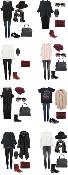 In What to Wear in New York City I am going to show you how I would put those items together in to outfits so you can have the general idea on how many options you can have from this list. Capsule Packing, Nyc Fall, New York Outfits, New York Winter, Winter Travel Outfit, City Outfits