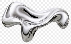 an abstract silver object on a white background, with black and white swirls in the middle