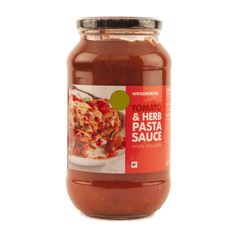 a jar of tomato and herb pasta sauce