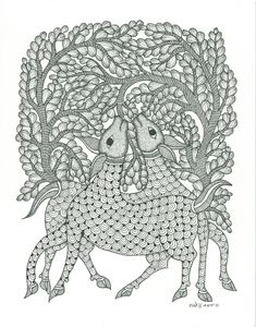 an intricately designed drawing of two sheeps