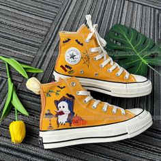 🌿 Сute Ghost Reading Books Embroidery Converse, Embroidered Spooky Season Sneakers, Bookish Halloween Chuck Taylor, Book Lovers High Tops Gift 🌿 ��❤️ About Our Products: Each pair of shoes from our store is brand new and hand-embroidered to order. Please ensure you select the correct shoe size before checkout. The embroidery is durable and won't fade over time. ✨ Personal Expression: Showcase your unique style with custom embroidery! Contact me to create your own embroidered shoes with a private Books Embroidery, Bookish Halloween, Ghost Reading, Reading Books, Custom Embroidery