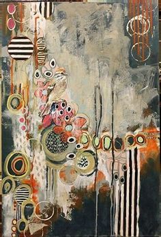 an abstract painting with circles and lines