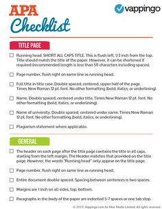 the apa checklist is shown in red, green and blue with text on it