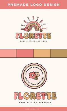 the logo design for florette is shown in pink, yellow and orange colors