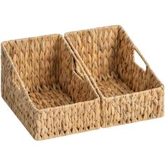 two woven baskets sitting on top of each other