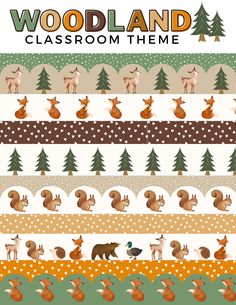 woodland animals and trees are featured in this classroom theme paper pack for the fall school year