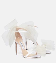 Heels With Tulle Bow, Aveline 100 Jimmy Choo, Jimmy Choo Aveline 100, Shoes With Bows High Heels, Jimmy Choo White Bow Heels, White Heels Png, Jimmy Choo White Heels, White Jimmy Choo Heels, Jimmy Choo Bow Heels