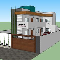 an architectural rendering of a two story building