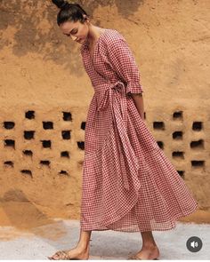 The Road Not Taken, Sustainable Clothing Brands, Dresses Xxl, Check Dress, Printed Wrap Dresses, Gingham Print, Sustainable Clothing, Online Clothing Stores, Dressed Down