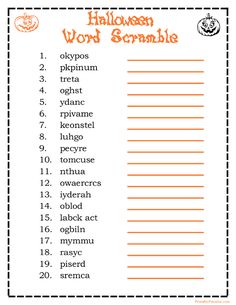 Halloween Word Scramble, Fun Halloween Games, Halloween Class Party, Scramble Game, Games Family, Halloween Worksheets, Hallowen Ideas, Halloween Classroom, Senior Activities