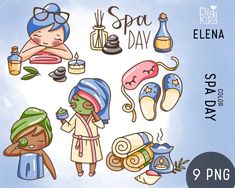 an image of spa day clipart set