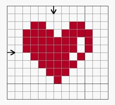 a cross - stitch pattern with a heart in the middle and an arrow pointing to it