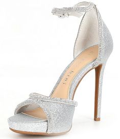 Gianni Bini Constanz Glitter Rhinestone Platform Dress Sandals | Dillard's Glamorous Synthetic Sandals With Glitter Accents, Glamorous Sandals With Glitter Accents, Embellished Fitted Sandals For Prom, Glitter Fitted Open Toe Sandals, Fitted Glitter Open Toe Sandals, Glitter Fitted Sandals For Prom, Silver Glitter Ankle Strap Sandals, Fitted Glitter Sandals For Prom, Glitter Prom Sandals