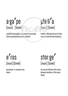 four different types of words that appear to be in the same language as each other