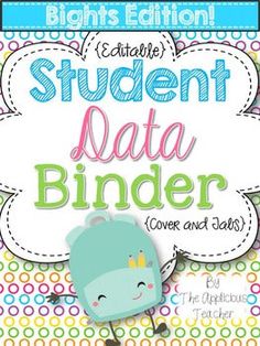 the student data binder is in front of a colorful background