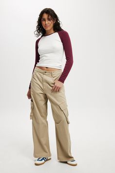 Cody Baggy CargoCotton On Women - Cody Baggy Cargo Pant - TaupeCotton On | Women | Clothing | PantsCotton On | Women | Clothing | PantsCotton On | Women | Clothing | Pants Inverted Box Pleat, Japan Outfits, Casual Denim Shirt, Relaxed Pants, Size 16 Women, Size 12 Women, Relax Pants, Baggy Cargo Pants, All Jeans