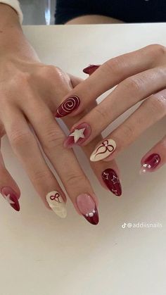 summer nails spring nails summer 2024 summer nails spring nails summer 2024 nail ideas nails art black and white nail models french nail models almond nails aesthetic nail models Dark Red Summer Nails, Nails Mom, Paznokcie Hello Kitty, Bday Nails, Kutek Disney, Nagel Tips, Grunge Nails