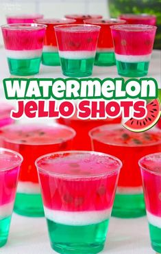 watermelon jello shots are sitting on a table