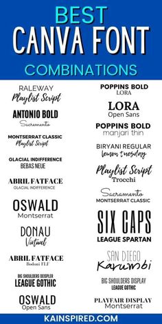 the best canva font combinations for any type of lettering, including letters and numbers