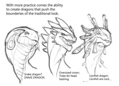 three different types of dragon heads