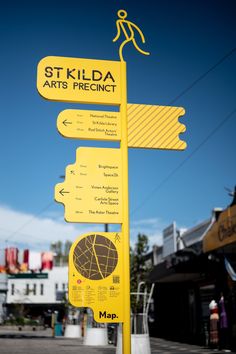 a yellow street sign sitting on the side of a road