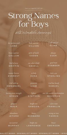 These *kinda unexpected* strong boy names are all have super special meanings behind them and are perfect for your little warrior on the way! If you love meaningful baby names then you NEED to explore this full list of strong names for boys - perfect for 2025!